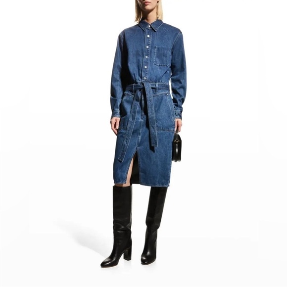 Rag & Bone Mia Denim MIDI Dress In Vincent Size XS   NWT - Picture 1 of 12
